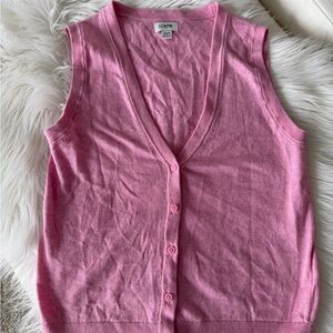 J. Crew Pink Sleeveless Knit Sweater Button Front Tank Top